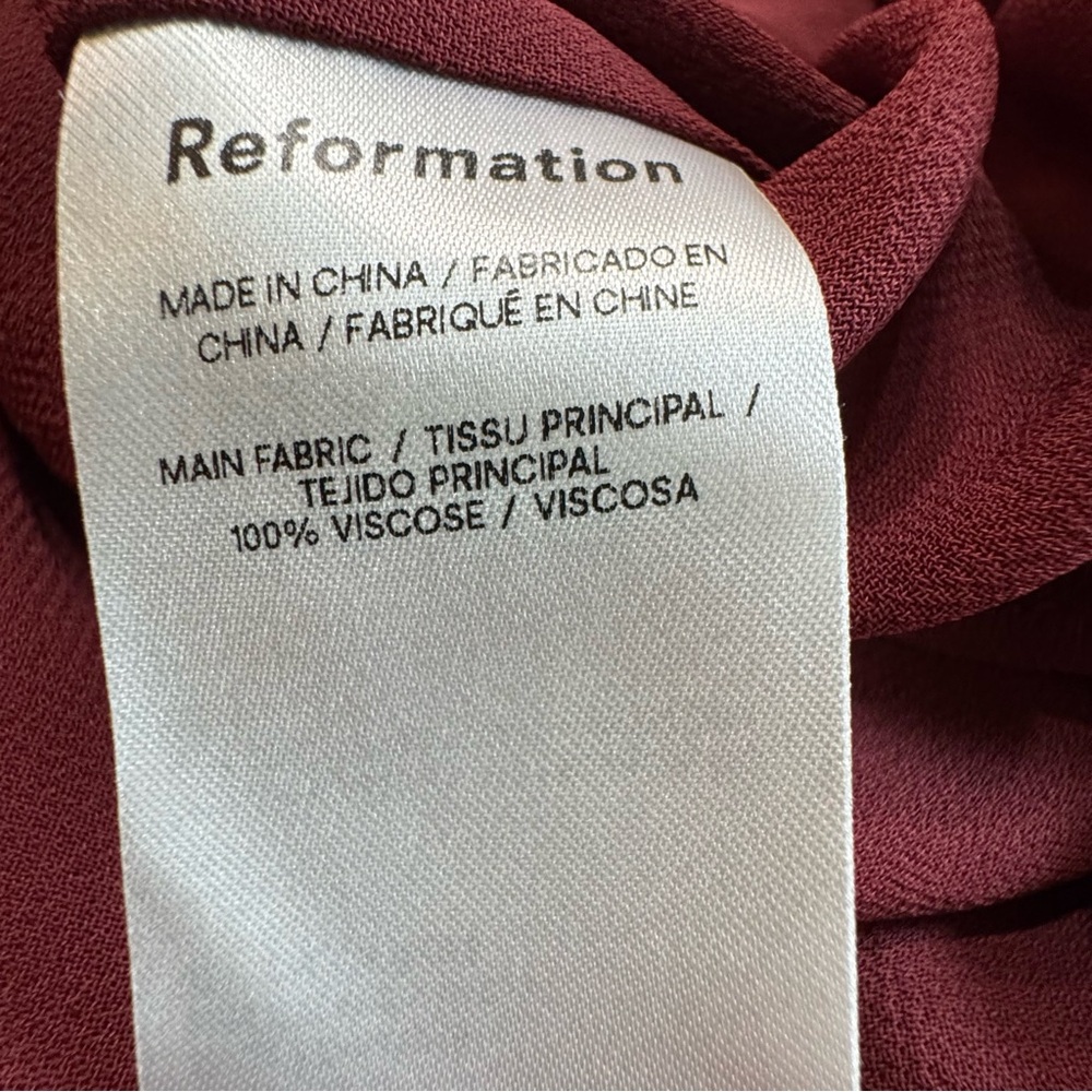 Reformation Dress Long Sleeve Mock Neck Pleated Shift Burgundy XS - Picture 7 of 16